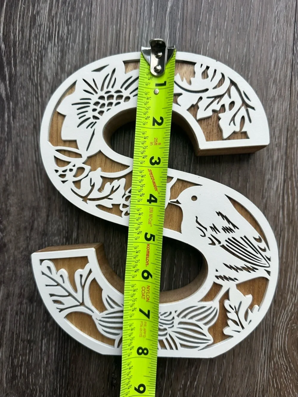 Letter S Decorative Wood & White Laser-Cut - Picture 8 of 10